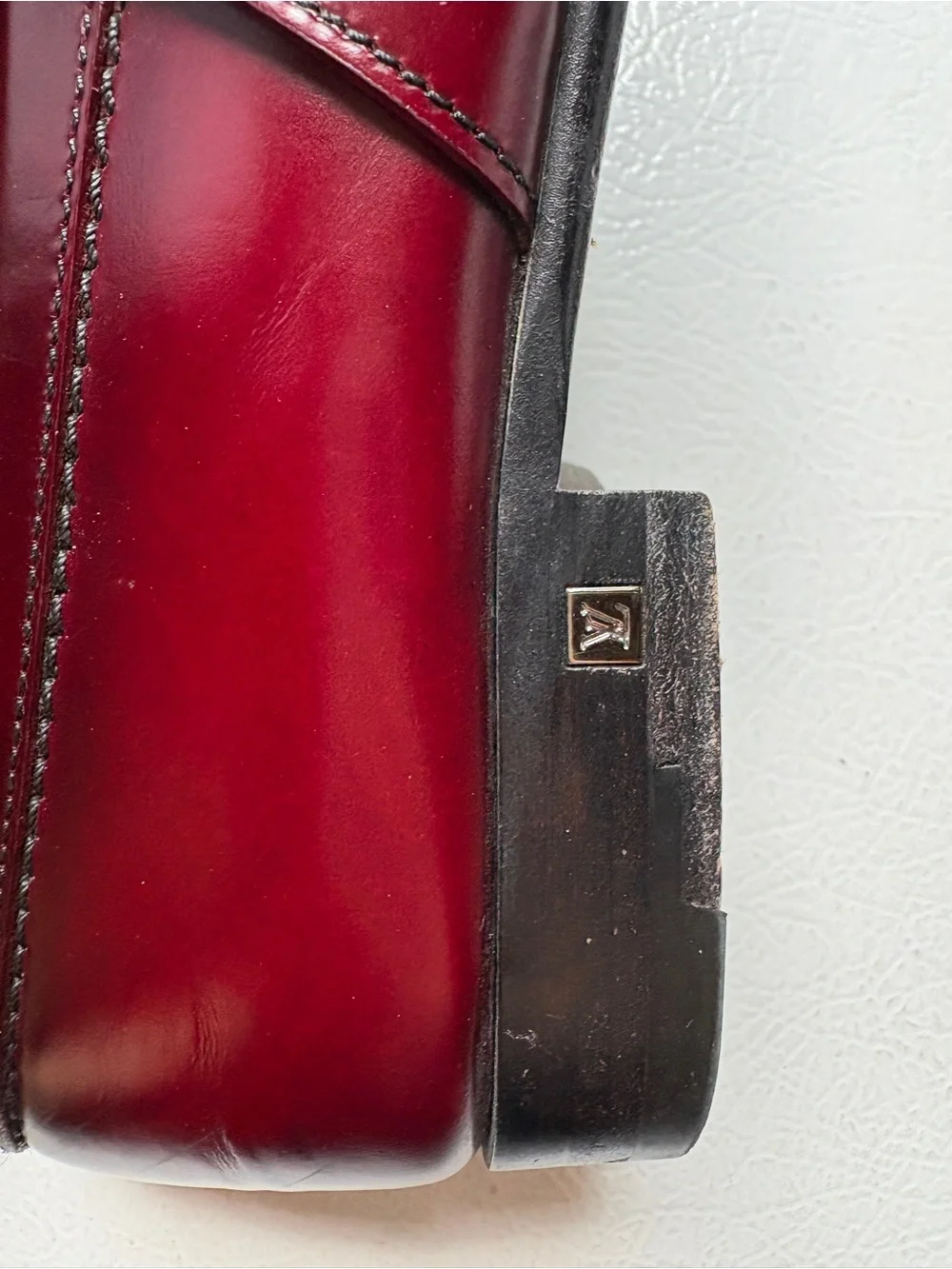 Louis Vuitton Men’s Burgundy Leather Penny Loafers